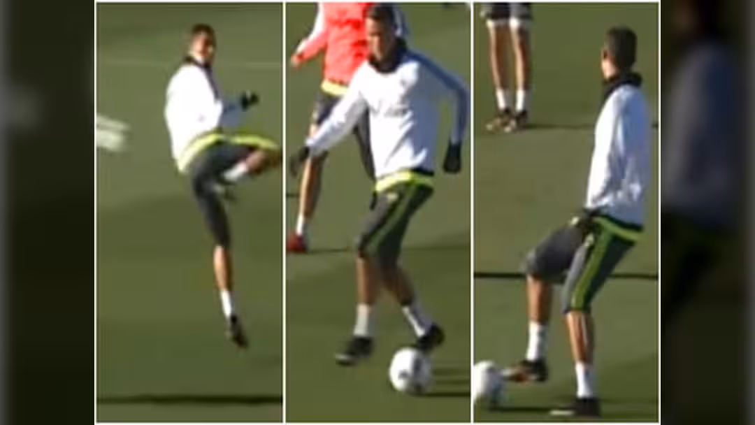 رونالدو يتألق في تدريبات الريال بثلاث لمسات رائعة (فيديو)