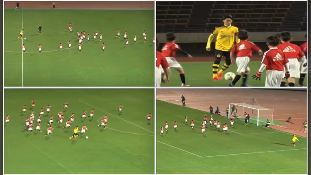 بالفيديو..لاعب دورتموند يراوغ 30 طفلا..ثم يسجل هدفا