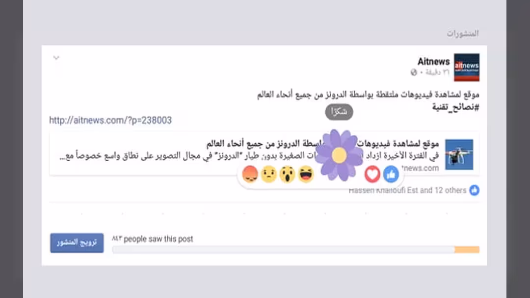 فيس بوك يضيف زهرة بنفسجية بمناسبة عيد الأم