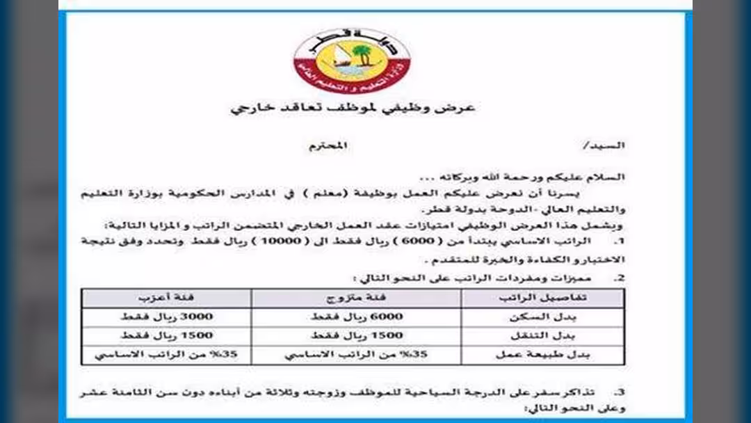 فرصة للمعلمين اليمنيين: وظائف تعليمية في قطر والراتب من 6 إلى 10 آلاف.. الشروط
