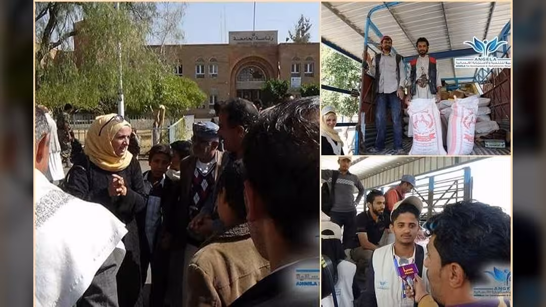 مؤسسة انجيلا توزع 250 كيساً من القمح لموظفي جامعة صنعاء