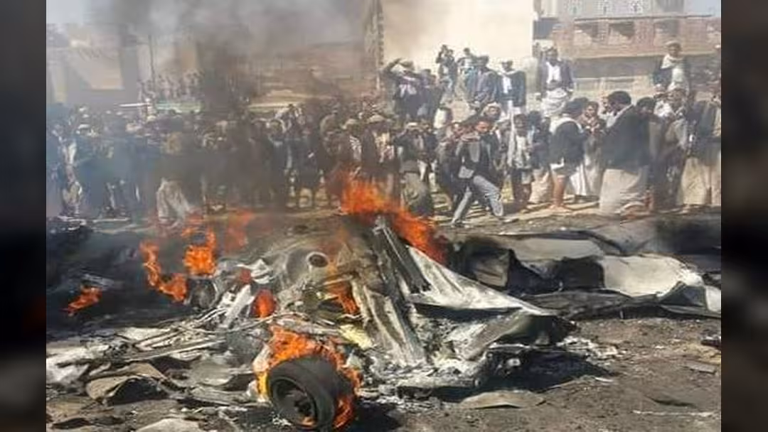 بالفيديو.. تحطم طائرة تجسسية في سماء صنعاء