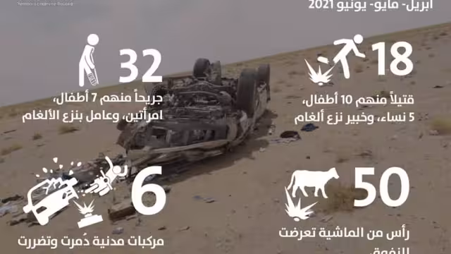 مرصد: 50 قتيلاً وجريحاً جراء ألغام الحوثيين في اليمن بـ3 أشهر