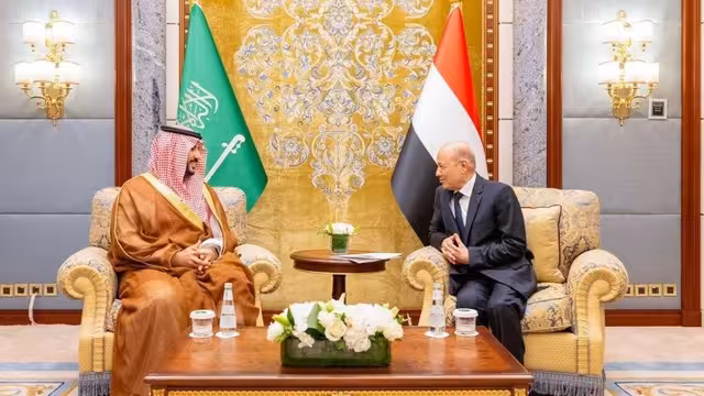 العليمي في استقبال خالد بن سلمان: ندعم الجهود السعودية لتخفيف المعاناة