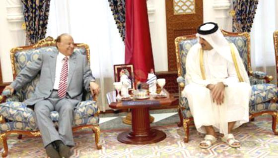 الرئيس هادي يقوم بزيارة قصيرة لدولة قطر والامير تميم يؤكد استمرار الدعم الكامل لليمن