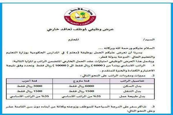 فرصة للمعلمين اليمنيين: وظائف تعليمية في قطر والراتب من 6 إلى 10 آلاف.. الشروط