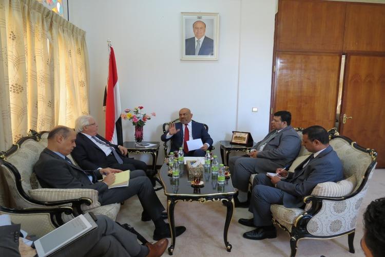 خالد اليماني في استقبال المبعوث الأممي إلى اليمن مارتن غريفيثس