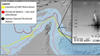 الدفاع الأمريكية تنشر صورا لمسار الطائرة التي أسقطتها إيران