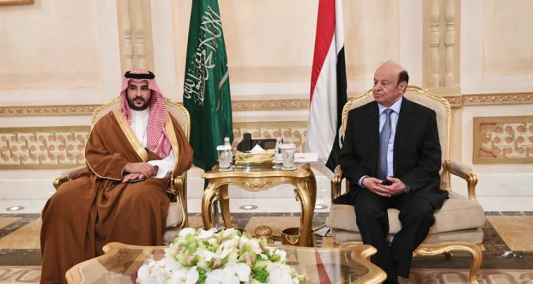 الرئيس هادي مع نائب وزير الدفاع السعودي خالد بن سلمان