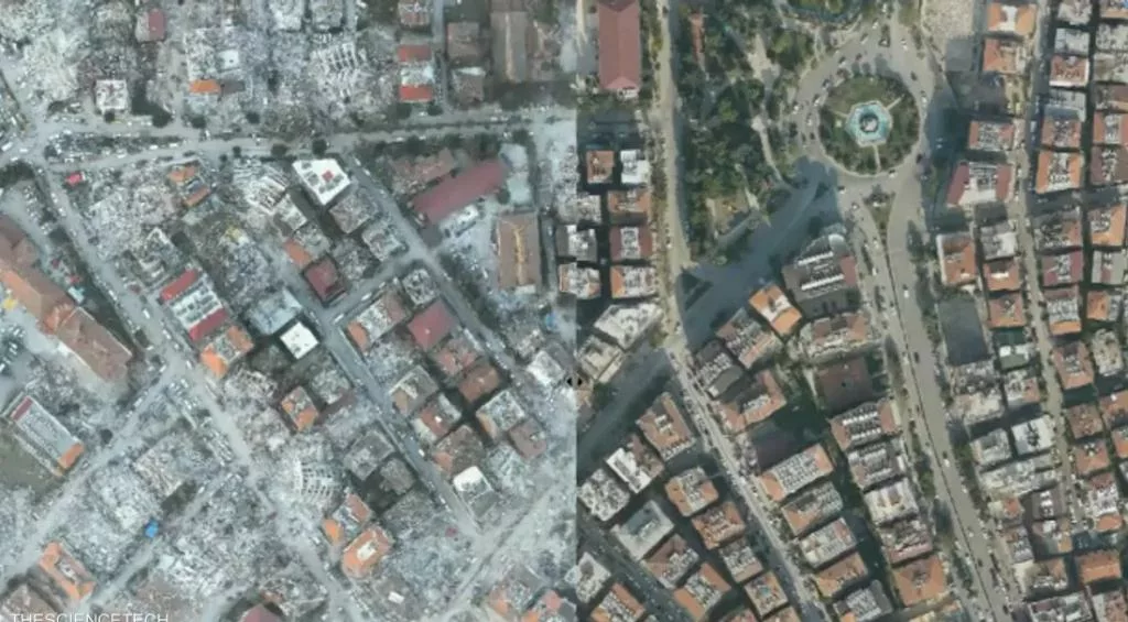 صورتان قبل وبعد تظهران أثار الزلزال في تركيا